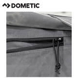 Dometic Rally Air Stay 260s Awning installed on a camper, showcasing its durable fabric and retractable side panels.