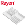 Rayen modular drawer organizer trays with multiple compartments for kitchen or office storage.
