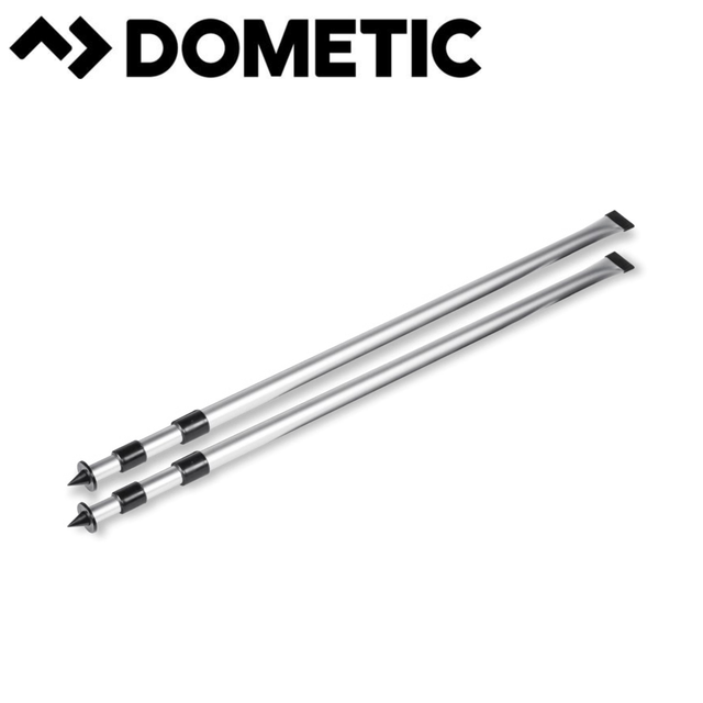 Dometic Deluxe Rear Upright Pole set shown from the back, featuring sturdy vertical support poles for camper or RV installation.