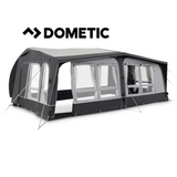 Dometic Residence Air All Season Awning set up in a backyard, showcasing its spacious design and sturdy structure.