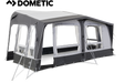 Dometic Residence Air All Season Awning extended, showcasing its sturdy design and fabric in a sunny outdoor setting.