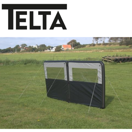Telta Rock 2 Inflatable Windbreak set up outdoors, showing its durable inflatable panels for wind protection.