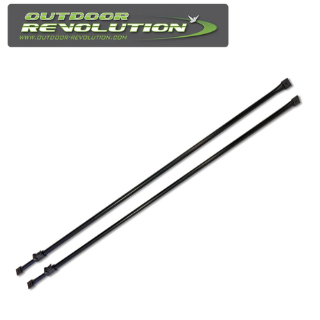 Adjustable roof poles by Outdoor Revolution, extending from 115 to 215cm, shown in an outdoor setting.