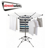 Streetwize 4-arm rotary clothes airer with adjustable arms and sturdy frame for outdoor drying.