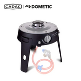 Cadac Dometic Safari Chef 30 LP Deluxe Pro gas BBQ with cooking surface and removable components on a clean background.