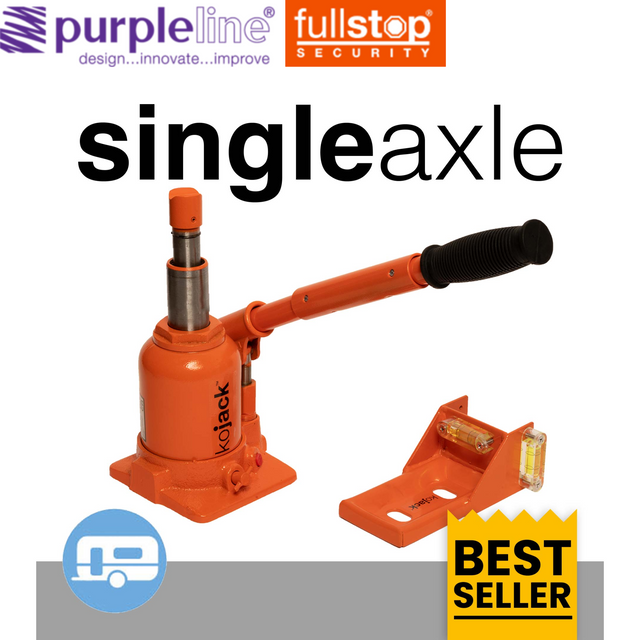 Purpleline caravan single axel jack and leveling system with sturdy construction for easy leveling and support.