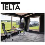 Telta Scenic 390 air awning showcasing a spacious design with a vibrant, weather-resistant fabric in an outdoor setting.