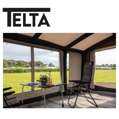 Telta Scenic 490 Air Awning featuring a spacious design and durable fabric, ideal for outdoor camping and relaxation.