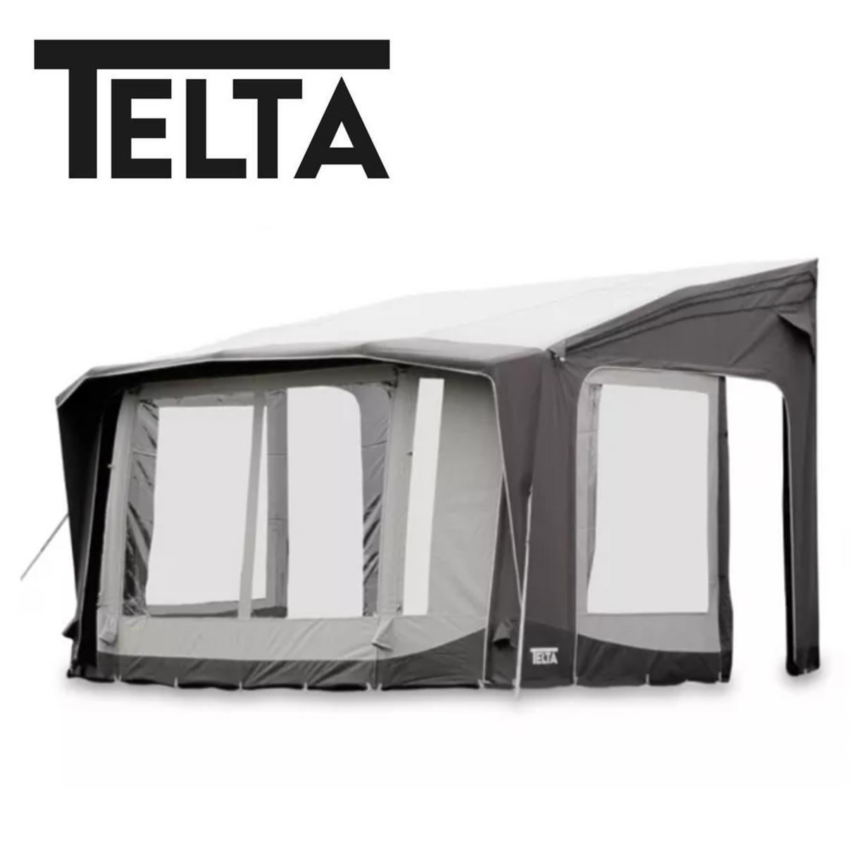 Telta Scenic 390 air awning set up, showcasing its spacious design and sturdy structure in an outdoor setting.
