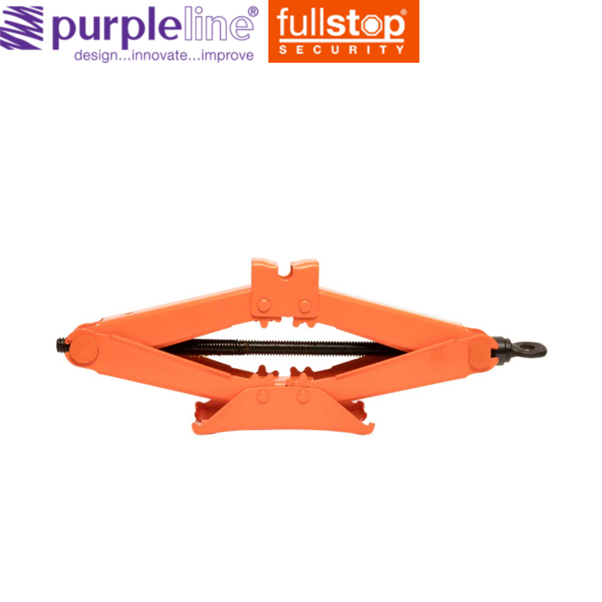 Purpleline caravan scissor jack with a sturdy design, ideal for lifting and stabilizing trailers in outdoor settings.
