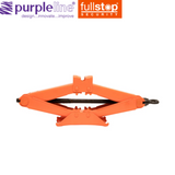 Purpleline caravan scissor jack with a sturdy design, ideal for lifting and stabilizing trailers in outdoor settings.