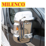 Milenco chrome mirror covers for short arm mirrors, showcasing sleek design and durable protection for vehicle mirrors.