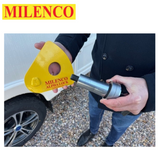 Milenco Alpha Gold Wheel Lock with a robust design, featuring a bright yellow color and durable construction for security.