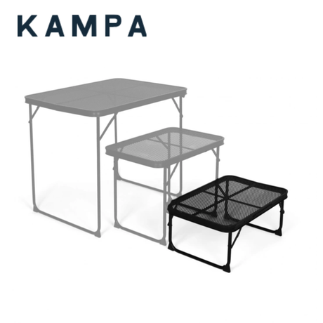 Kampa side table with a grated surface, measuring 60x40cm, designed for outdoor or camping use.