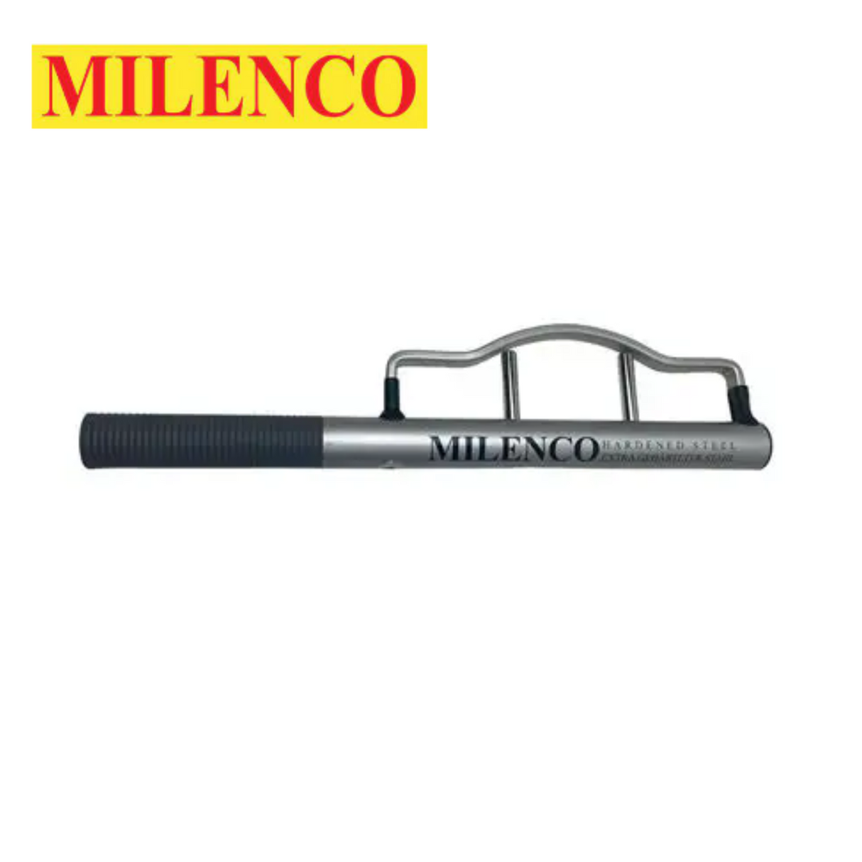 Milenco high security steering wheel lock in silver, designed to enhance vehicle security with a robust locking mechanism.