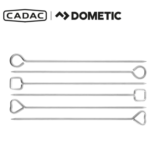 Cadac Dometic Skewer Set with multiple metal skewers for grilling and barbecue, ideal for outdoor cooking and kebabs.