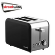 Streetwize sleek black toaster with modern design, featuring two slots and control knobs for toasting bread slices.