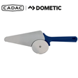 Cadac Dometic 2 in 1 Pizza Slicer with a sharp stainless steel blade and ergonomic handle, ready to cut pizza slices.