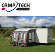 CampTech Starline Elite Air 260 Awning attached to a camper, showcasing its durable fabric, sleek design, and extended coverage.