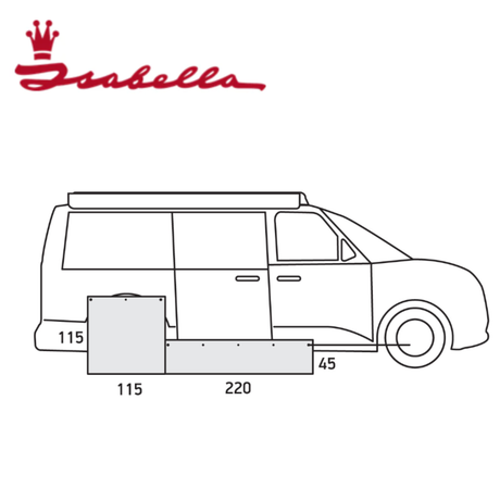 Small Isabella Draught Skirt for campervans, designed to prevent drafts and improve insulation in small campervan setups.