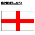 Spirit of Air St George flag, available in 5ft x 3ft or 8ft x 5ft, featuring the iconic red cross on white background.