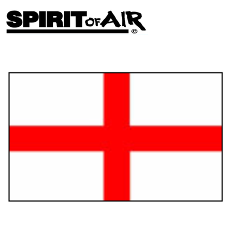 Spirit of Air St George flag, available in 5ft x 3ft or 8ft x 5ft, featuring the iconic red cross on white background.