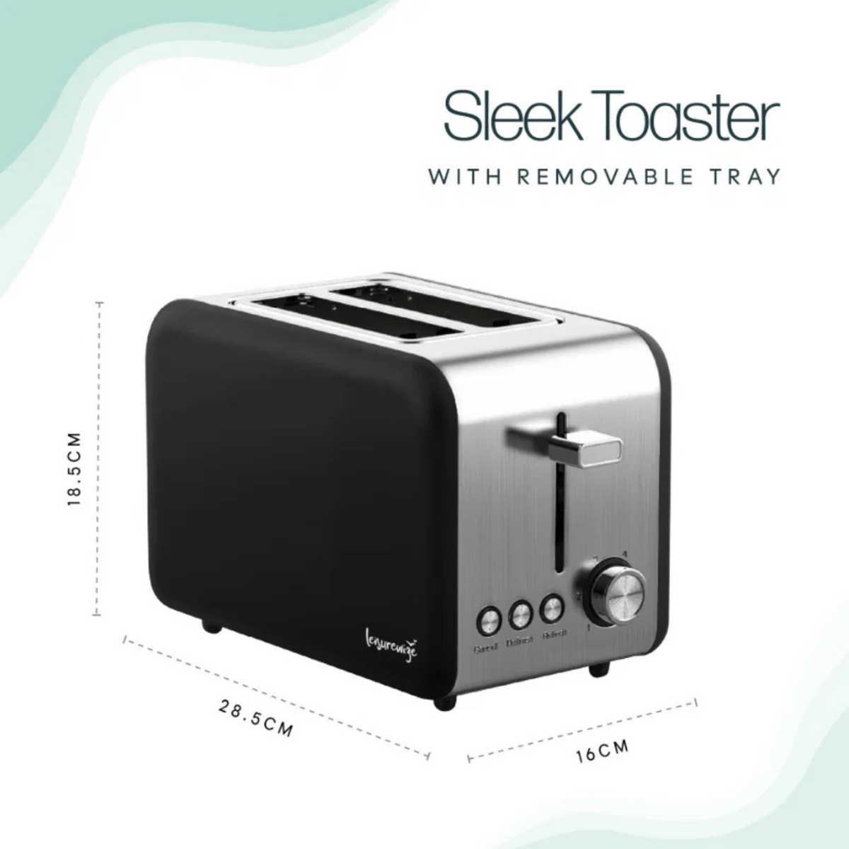 Streetwize sleek black toaster with modern design, featuring two slots and a control knob for easy bread toasting.
