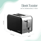 Streetwize sleek black toaster with modern design, featuring two slots and a control knob for easy bread toasting.