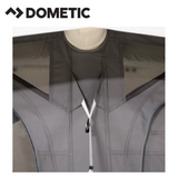 Dometic Residence Air Stay awning extended outside a campervan, providing shade and shelter with durable fabric and support poles.