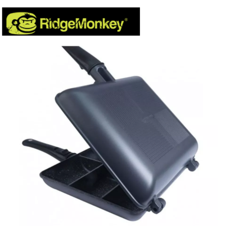 RidgeMonkey Connect Combi & Steamer XXL granite edition with steaming tray and cooking components on a black background.