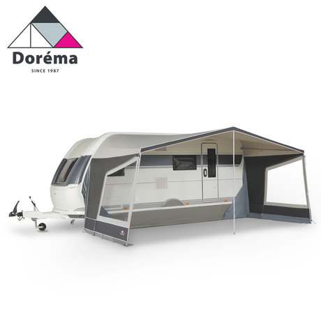 Dorema Panorama Nature Sun Canopy in Stone color, showcasing a spacious outdoor shelter for shade and relaxation.