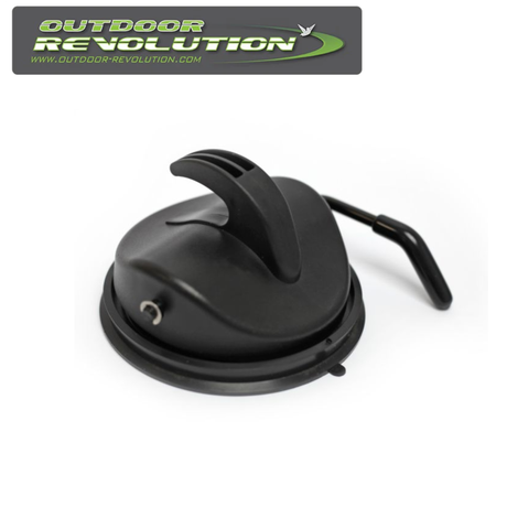 Outdoor Revolution 120mm suction cup fastener attached to a smooth surface for secure mounting.