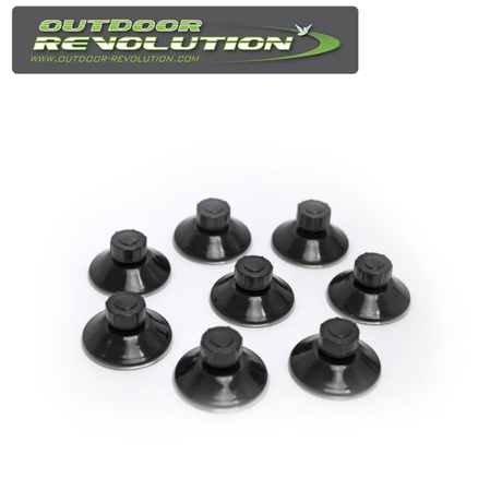Outdoor Revolution 6cm suction cup fasteners in a pack of 8 for securing awnings and outdoor equipment.
