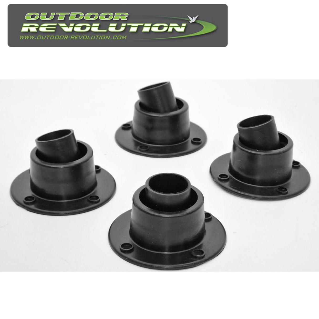 Set of 4 Outdoor Revolution swivel step feet for stable outdoor furniture support and easy adjustment.