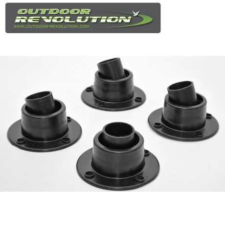 Set of 4 Outdoor Revolution swivel step feet for stable outdoor furniture support and easy adjustment.