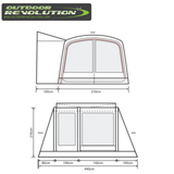 Outdoor Revolution Cayman Air T3 Mid driveaway awning with footprint, featuring spacious fabric and inflatable air beams.