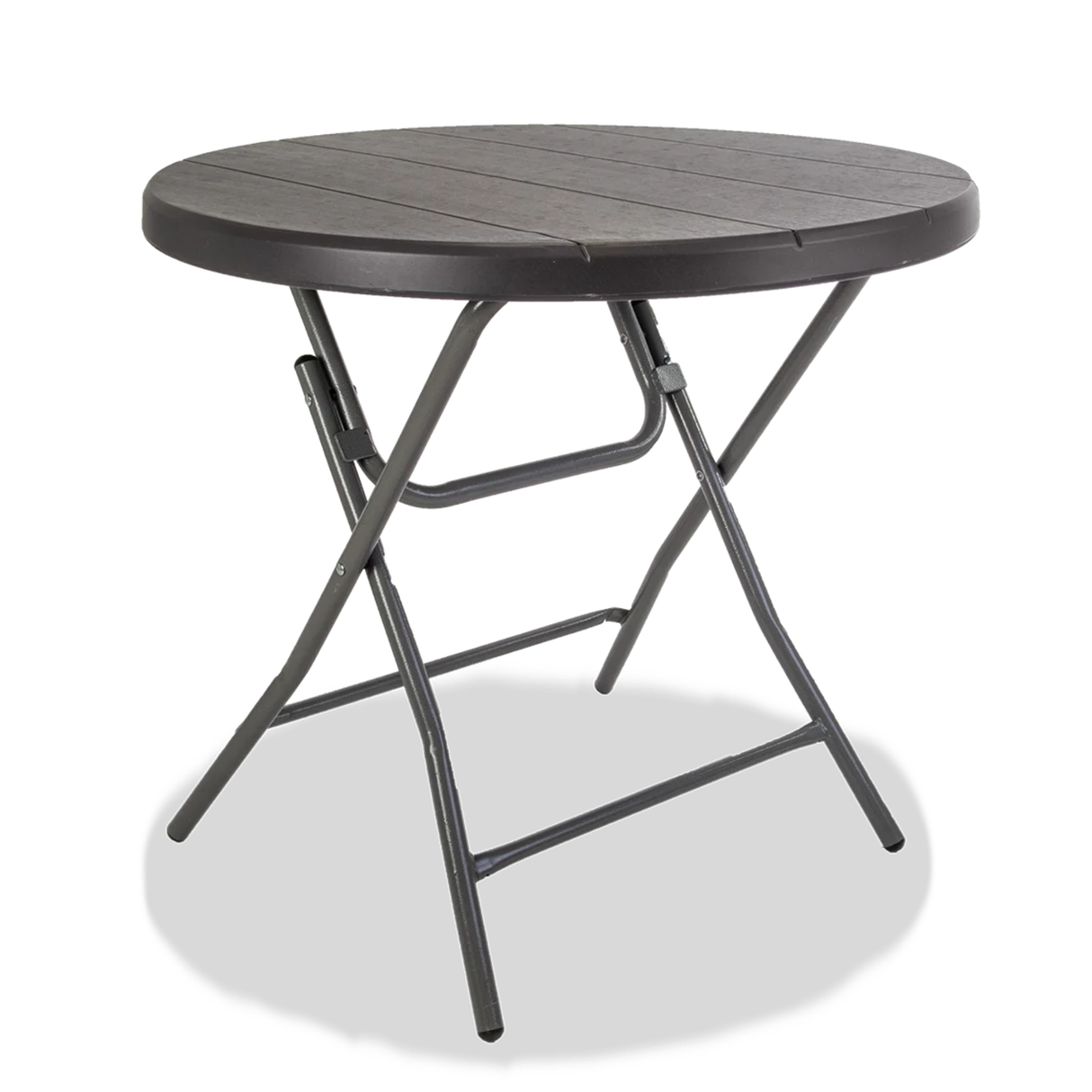 Quest Leisure Jet Stream Fairfield round table with a sleek wooden top and sturdy metal legs, perfect for dining or casual use.
