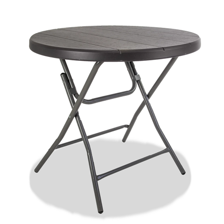Quest Leisure Jet Stream Fairfield round table with a sleek wooden top and sturdy metal legs, perfect for dining or casual use.