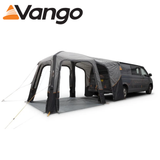 Vango TailGate AirHub II Low set up at a campsite, showcasing its spacious interior and durable fabric design.