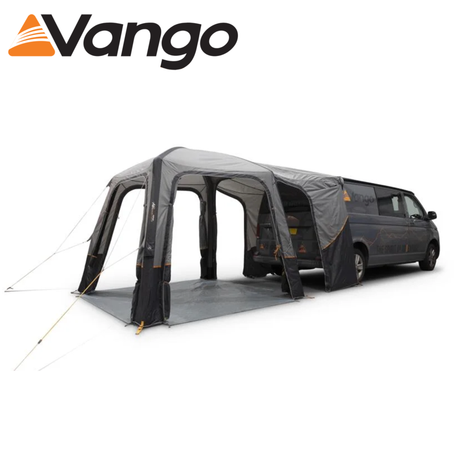Vango TailGate AirHub II Low set up at a campsite, showcasing its spacious interior and durable fabric design.