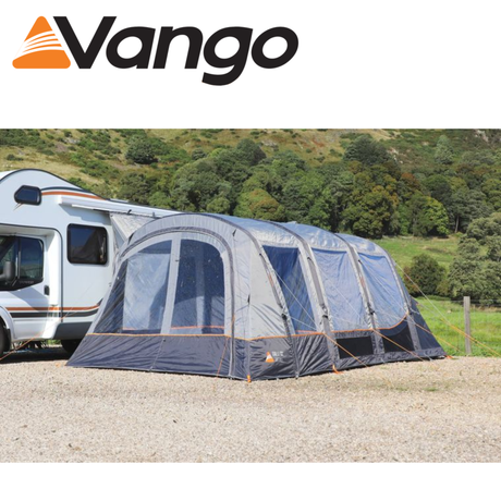 Vango Galli CC Air Tall Driveaway Awning attached to a campervan, showcasing spacious interior and airbeam structure.