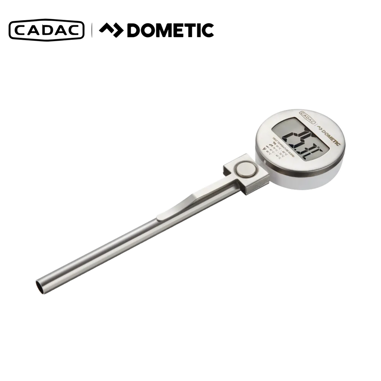 Cadac Magnetic Meat Thermometer with easy-to-read display and strong magnetic back for convenient attachment.