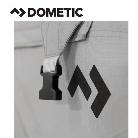 Dometic Storm Tie Down Kit in mist color, featuring durable straps and anchors for securing outdoor equipment.