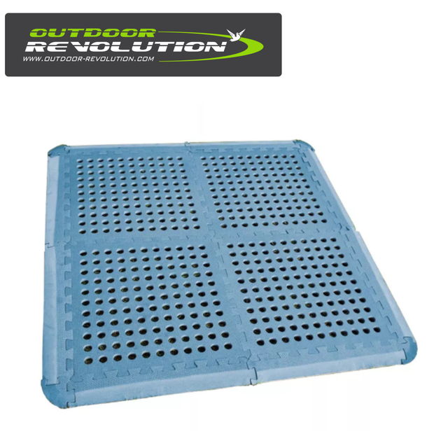 Outdoor Revolution EVA floor tiles pack of four with edges, showing interlocking foam tiles for outdoor or indoor use.