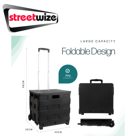 Leisurewize foldable shopping cart with lid, lightweight and portable for easy grocery transportation.