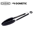 Cadac Dometic silicone tongs for grilling and cooking, featuring heat-resistant silicone tips and stainless steel handles.