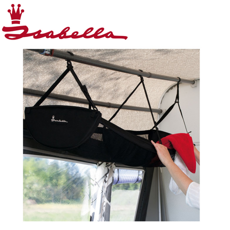 Isabella Top Organizer in black with multiple compartments and adjustable straps, ideal for organizing kitchen or office supplies.