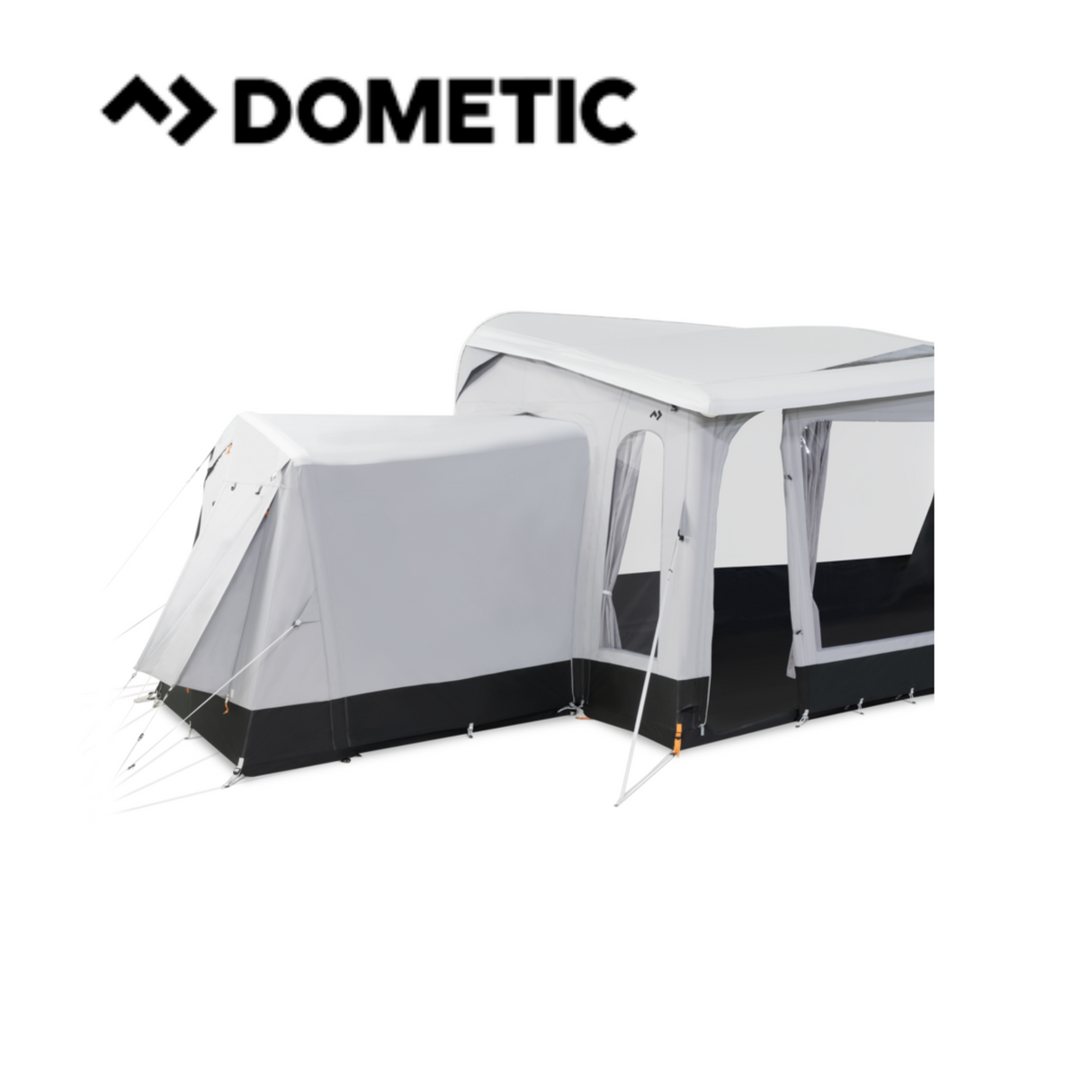Dometic Residence Air Tour Annexe with inner tent set up in a campsite, showcasing spacious design and durable fabric.