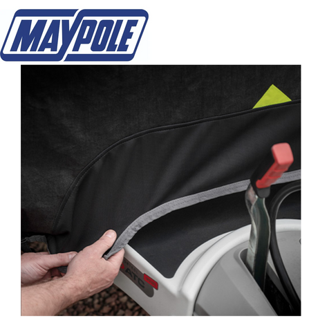 Maypole Universal Front Towing Cover in black, designed to protect towing hitches from dirt and weather elements.