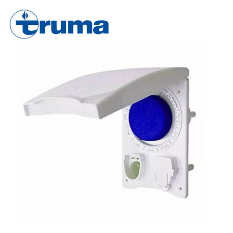 Truma Ultraflow Filter Housing 46010-01 in a clear view, showcasing its design and connection points for water filtration.